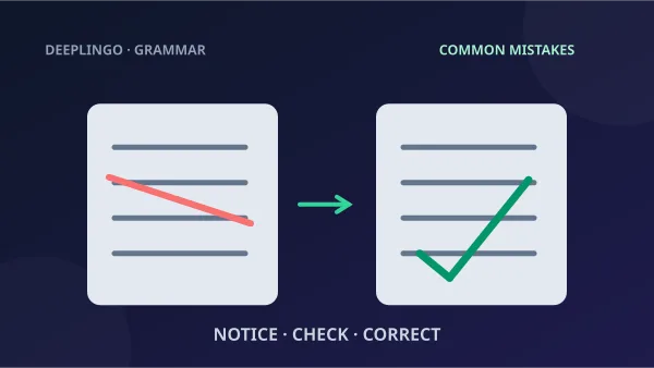 A marked draft is shown beside a corrected page with a check mark.
